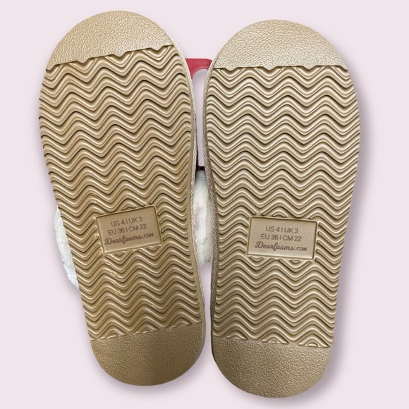 Kids' Dluxe by Dearfoams Suede Whistler Leopard Genuine Shearling Scuff Slippers - Picture 4 of 4